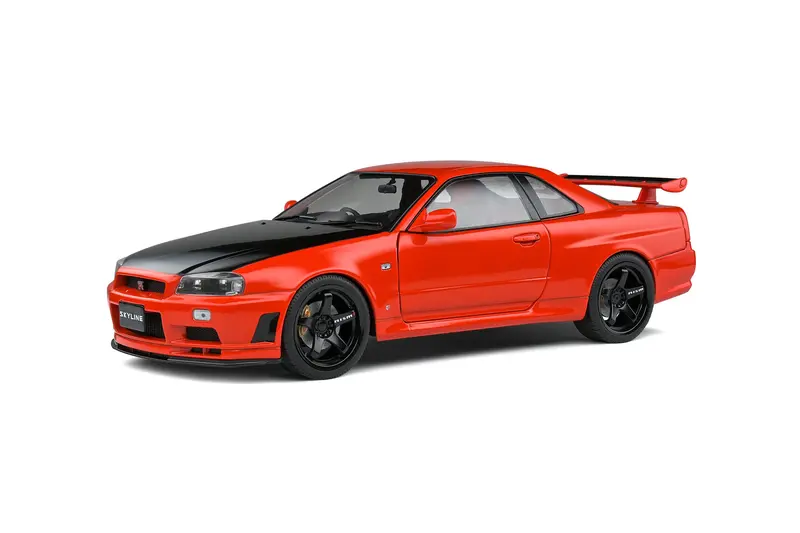 1:18 Nissan Skyline R34 Gtr -- Active Red W/Black Bonnet -- Solido Modified 1