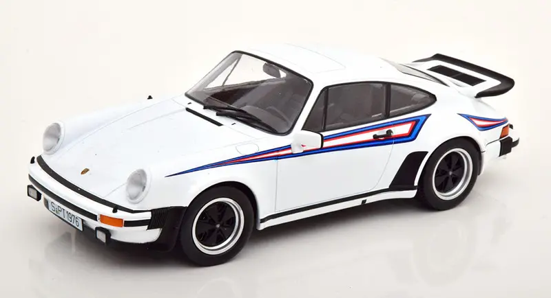 1:18 Porsche 911 (930) Turbo 3.0 1976 -- White W/Martini Stripes -- Kk-Scale 1