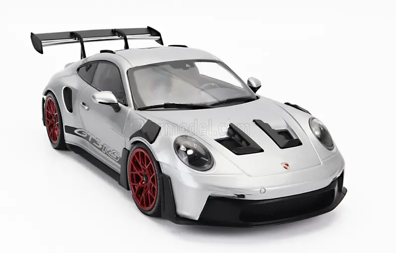 1:18 Porsche 911 (992) Gt3 Rs Coupe 2023 -- Silver W/Red Wheels -- Minichamps 1