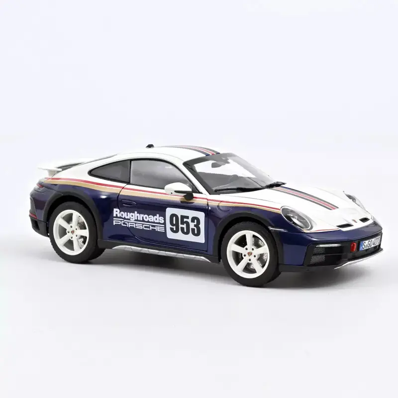 1:18 Porsche 911 (992) Rally Dakar Roughroads Coupe -- White/Blue -- Norev 1