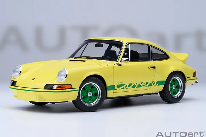 1:18 Porsche 911 Carrera Rs 2.7 Coupe 1973 -- Yellow W/Green Stripes -- Autoart 1