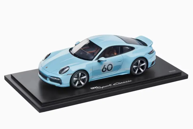 1:18 Porsche 911 Sport Classic (992) -- Meissen Blue -- Spark Dealer 1