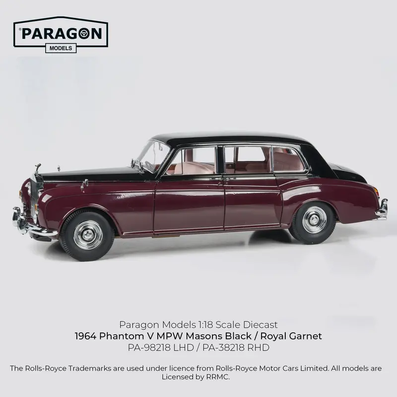 1:18 Rolls Royce Phantom V -- Masons Black / Royal Garnet -- Paragon Models 1