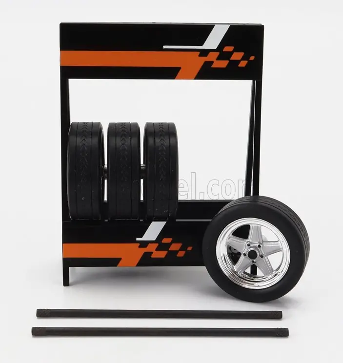1:18 Set Of 4 X Euro Type Grey/Silver Wheel & Tyre Set W/Tire Rack -- Ixo Models 1