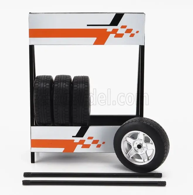 1:18 Set Of 4 X Euro Type Silver Wheel & Tyre Set W/Tire Rack -- Ixo Models 1