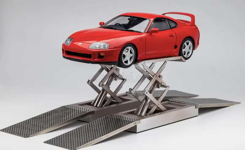 1:18 Toyota Supra A80 W/Car Lift -- Red -- Lcd Models 1