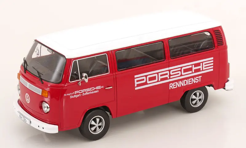 1:18 Volkswagen T2b Kombi Bus Delivery Van - Red/White Porsche Racing - Kk-Scale 1