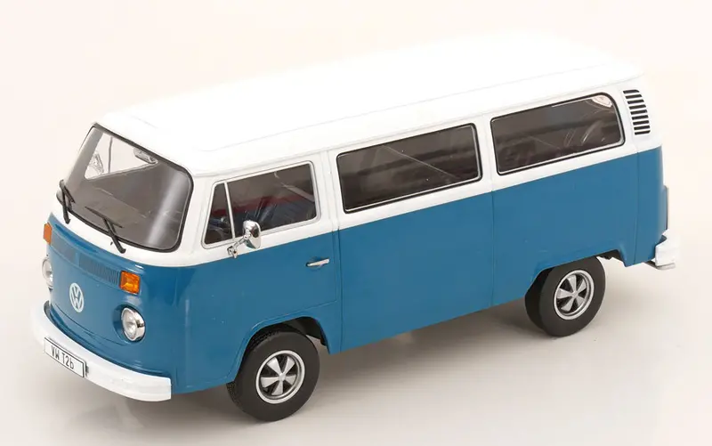 1:18 Volkswagen T2b Kombi Bus W/Fuchs Wheels 1972 -- Blue/White -- Kk-Scale 1