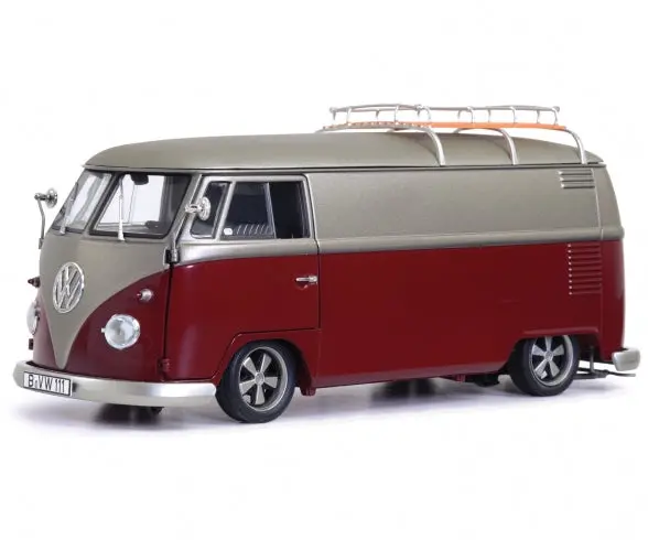 1:18 Volkswagen (Vw) T1 Kombi Custom Lowrider -- Maroon/Silver -- Schuco 1