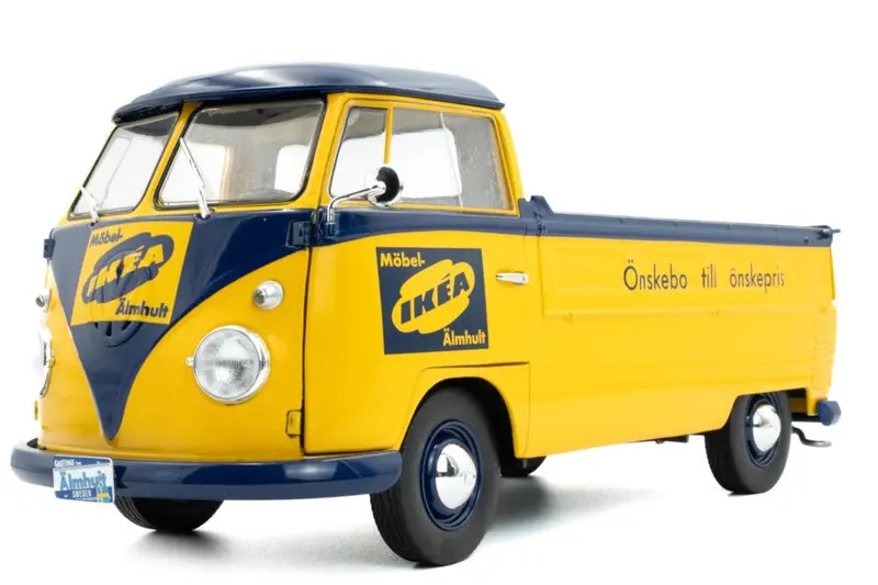 1:18 Volkswagen (Vw) T2 Kombi Pickup -- Ikea Blue/Yellow -- Solido 1