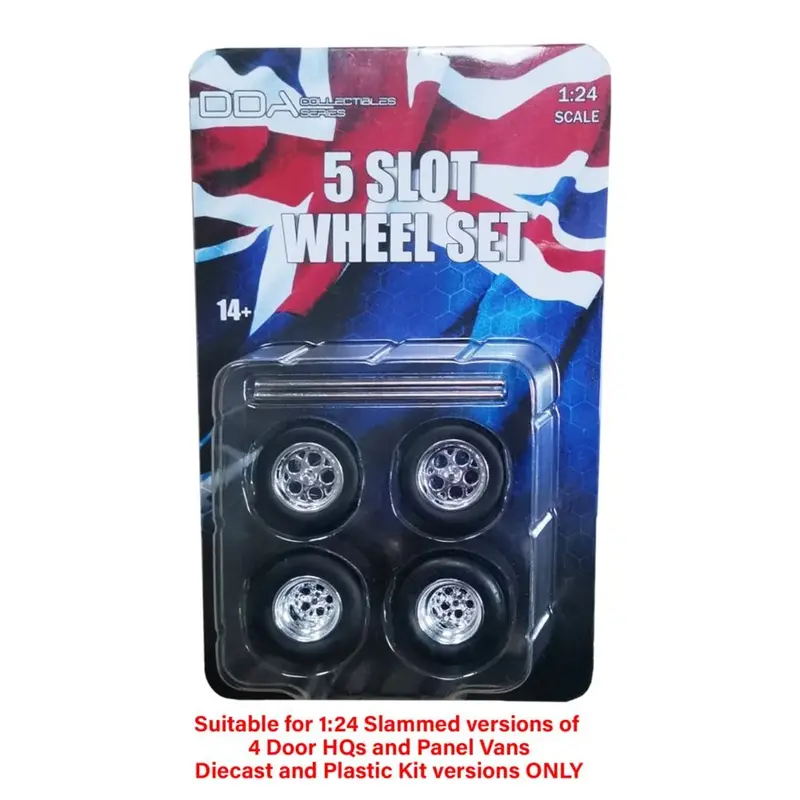1:24 10-Slot Wheel Set -- Chrome -- Custom "Slammed" Drag -- Dda 1