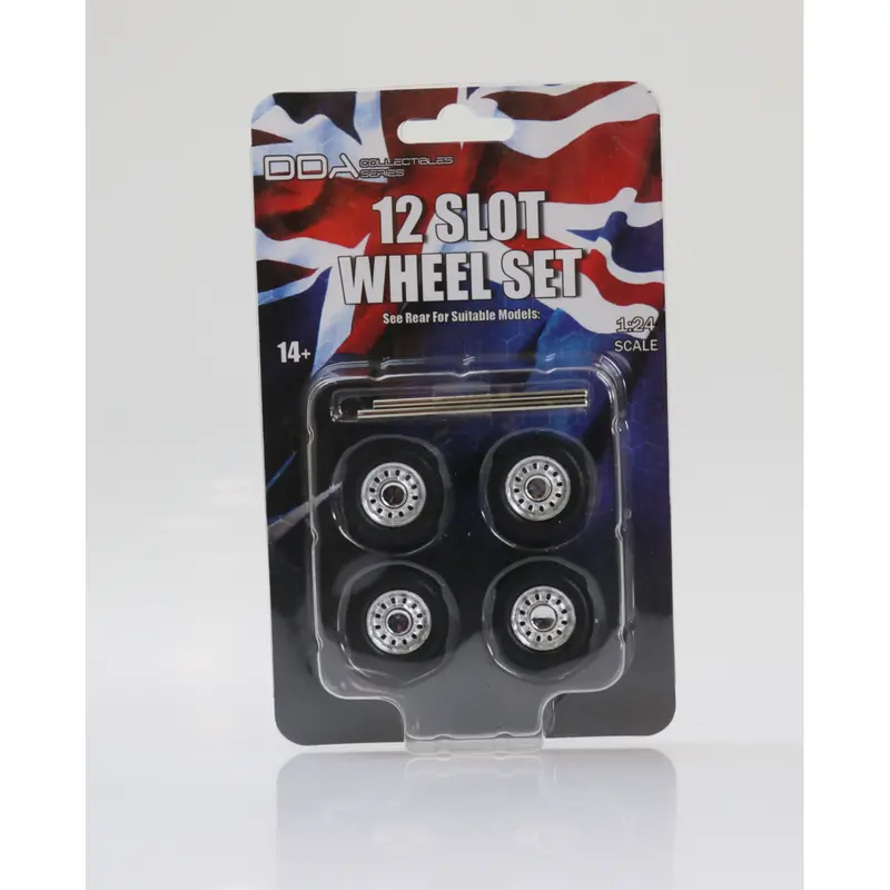 1:24 12 Slot Wheel Set -- Standard -- Chrome -- Dda 1