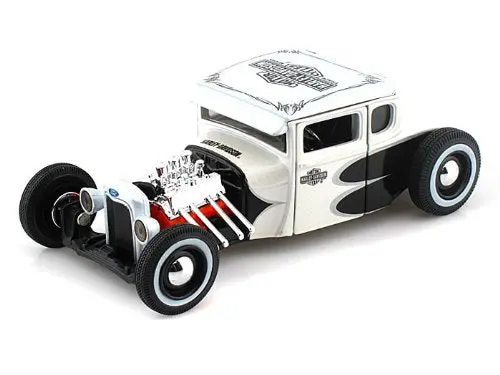 1:24 1929 Ford Model A -- Harley-Davidson White/Black -- Maisto 1