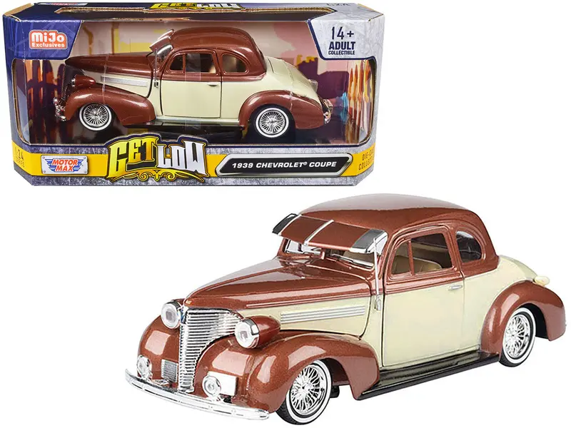 1:24 1939 Chevrolet Coupe Lowrider -- Beige / Brown -- Motormax Get Low 1