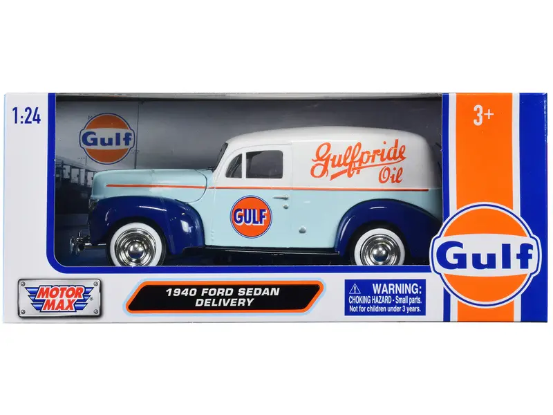 1:24 1940 Ford Sedan Delivery -- "Gulf" Light Blue / White -- Motormax 2