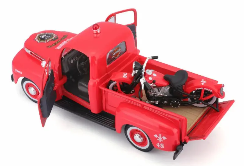 1:24 1948 Ford F-1 Pickup & 1936 Harley-Davidson Knucklehead Motorbike -- Maisto 2