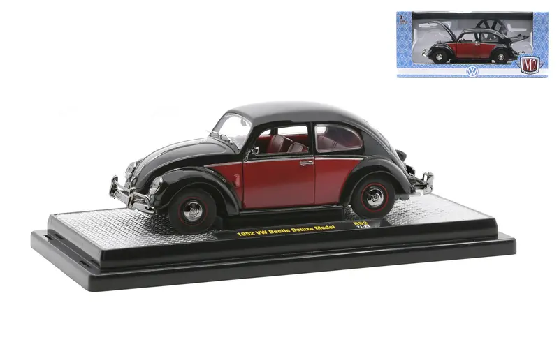 1:24 1952 Volkswagen (Vw) Beetle Deluxe Model -- Black/Maroon -- M2 Machines 1