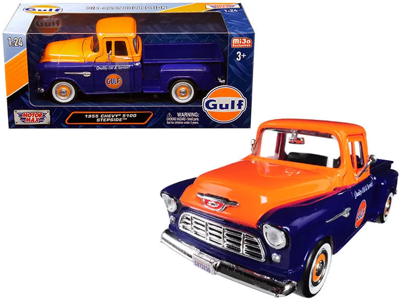 1:24 1955 Chevrolet 5100 Stepside Pickup Truck -- Gulf Livery -- Motormax 1