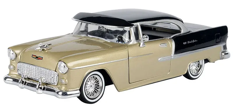1:24 1955 Chevrolet Bel Air Lowrider -- Beige / Black -- Motormax Get Low 1