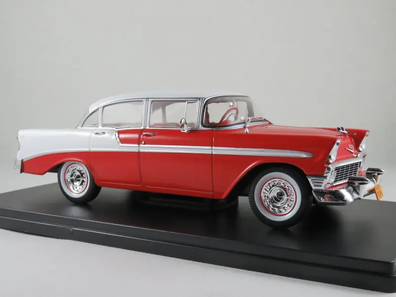 1:24 1956 Chevrolet Bel-Air Sedan -- Red/White -- Whitebox 1