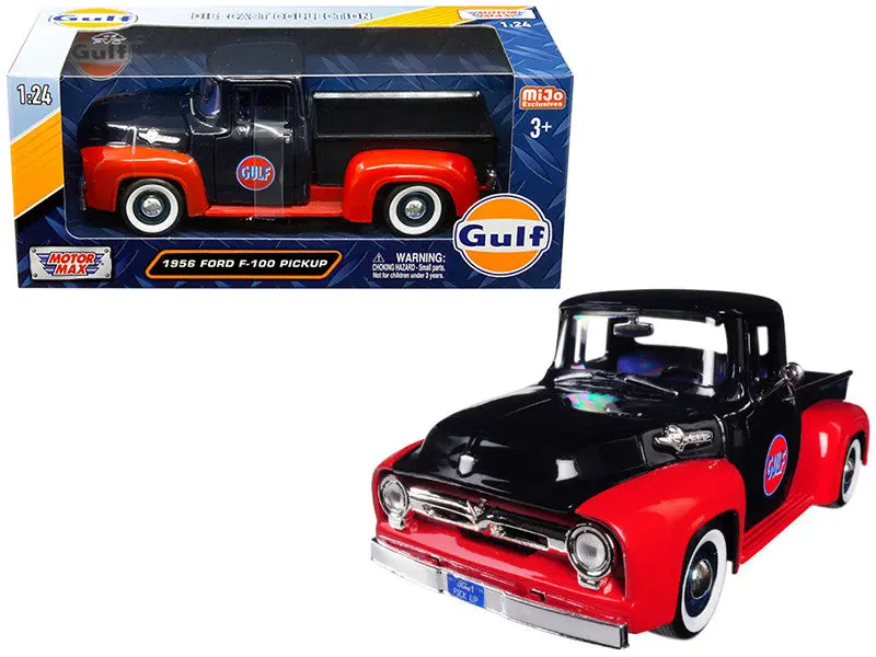 1:24 1956 Ford F-100 Pickup Truck -- "Gulf" Dark Blue And Red -- Motormax 1