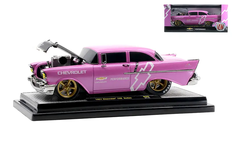 1:24 1957 Chevrolet 150 Sedan -- Pink -- M2 Machines 1