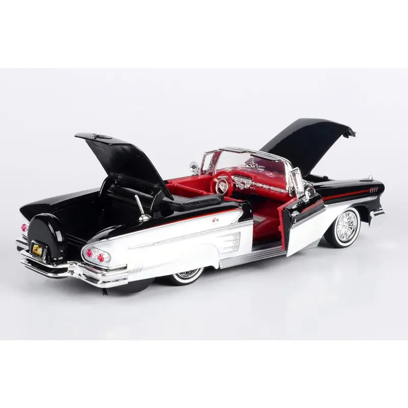 1:24 1958 Chevrolet Impala Convertible Lowrider - Black/White - Motormax Get Low 2