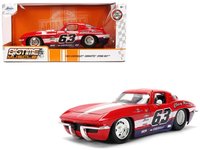 1:24 1963 Chevrolet Corvette -- #63 Red/White/Blue -- Jada: Big Time Muscle 1