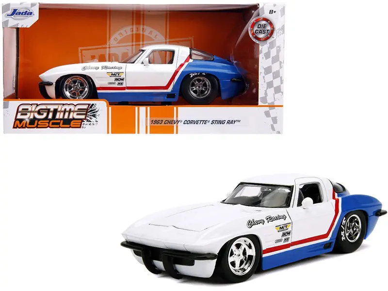 1:24 1963 Chevrolet Corvette Stingray -- Glossy White -- Jada Bigtime Muscle 1