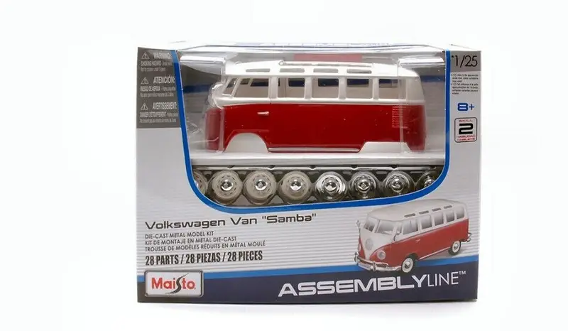1:24 1963 Vw Kombi Samba Van -- Red/White -- Maisto Assembly Line Kit 1