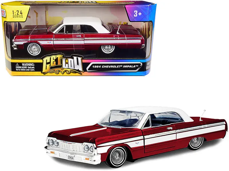 1:24 1964 Chevrolet Impala Lowrider -- Red/White -- Motormax Get Low 1