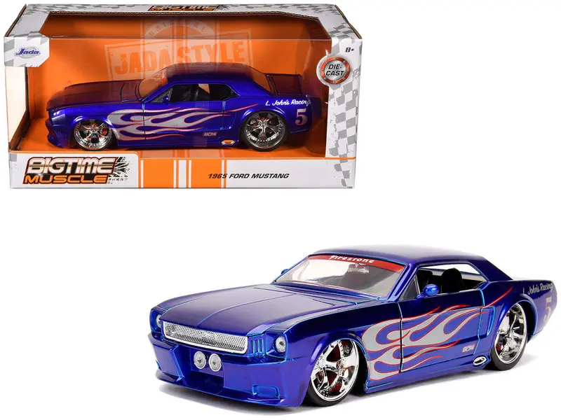 1:24 1965 Ford Mustang Gt -- Candy Blue With Flames -- Jada: Big Time Muscle 1