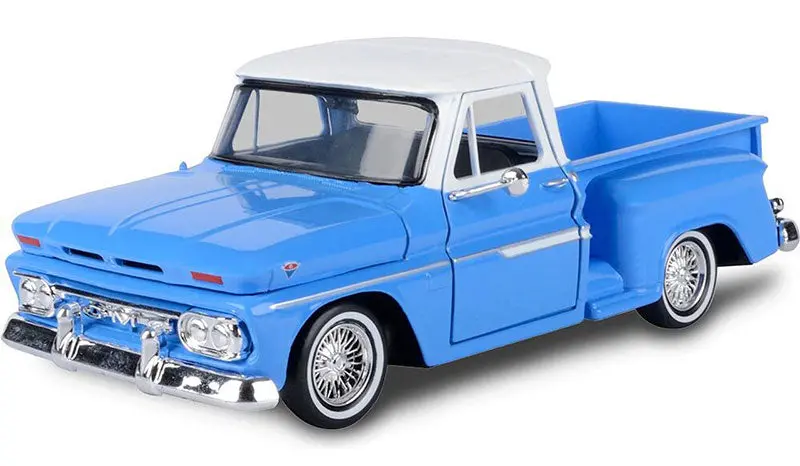 1:24 1966 Gmc C1000 Pickup Lowrider -- Blue / White -- Motormax Get Low 1