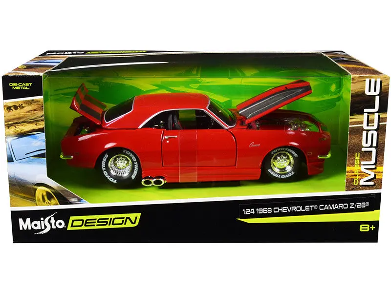 1:24 1968 Chevrolet Camaro Z28 -- Red W/Black Stripes -- Maisto Design 1
