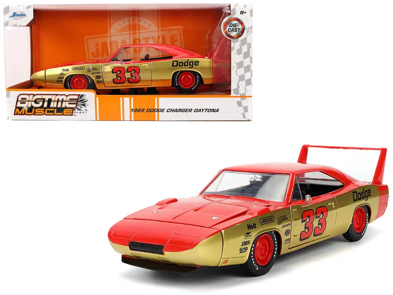 1:24 1969 Dodge Charger Daytona -- #33 Red/Gold -- Jada: Big Time Muscle 1