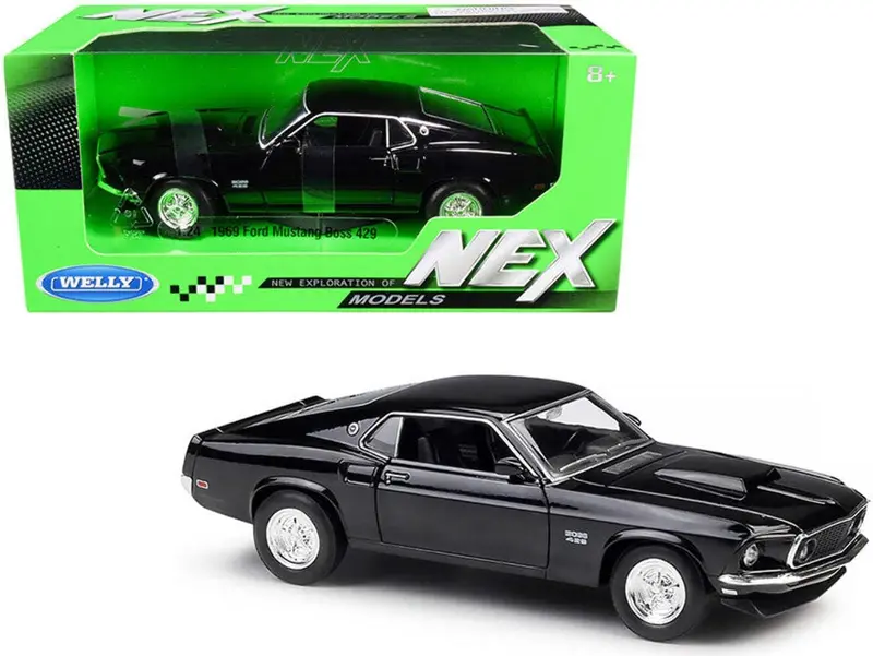 1:24 1969 Ford Mustang Boss 429 -- Black -- Welly 1