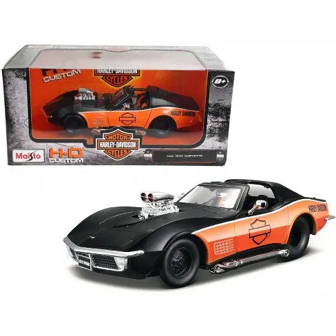 1:24 1970 Chevrolet Corvette -- Harley-Davidson Orange/Black -- Maisto 1