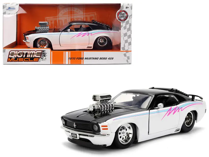1:24 1970 Ford Mustang Boss 429 -- Black/White -- Jada: Big Time Muscle 1