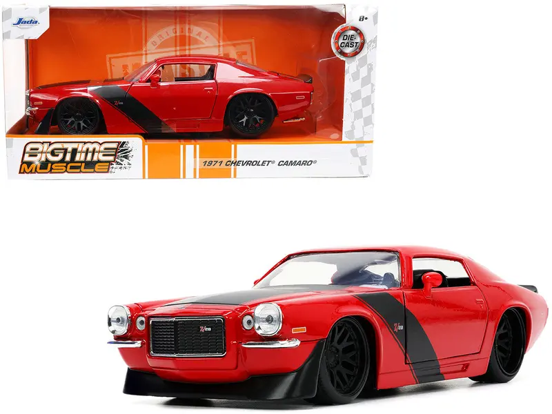 1:24 1971 Chevrolet Camaro Z/28 -- Red W/Black Stripes -- Jada: Big Time Muscle 1