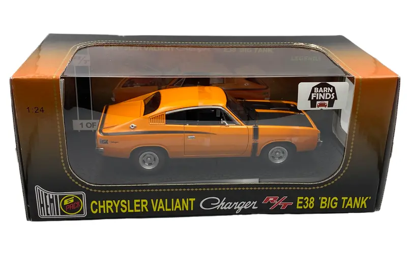 1:24 1971 E38 R/T Valiant Charger - Vitamin C Orange - Ozlegend Barn Find Series 1