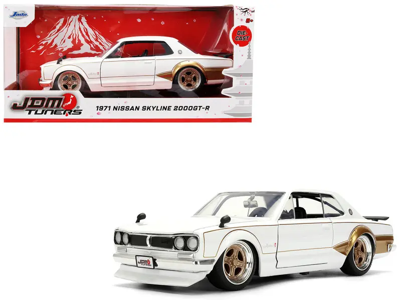 1:24 1971 Nissan Skyline 2000 Gt-R -- White/Gold -- Jada: Jdm Tuners 1