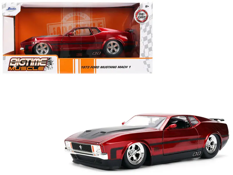 1:24 1973 Ford Mustang Mach 1 -- Candy Red -- Jada: Big Time Muscle 1