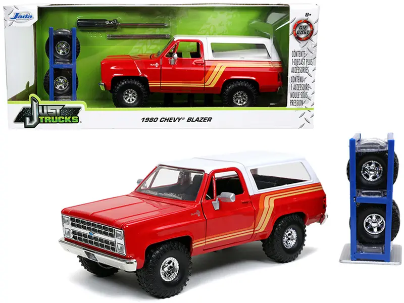 1:24 1980 Chevrolet K5 Blazer -- Red W/Extra Wheels -- Jada: Just Trucks 1