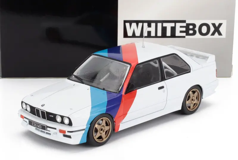 1:24 1989 Bmw M3 (E30) -- White With Red/Blue M-Stripes -- Whitebox 1
