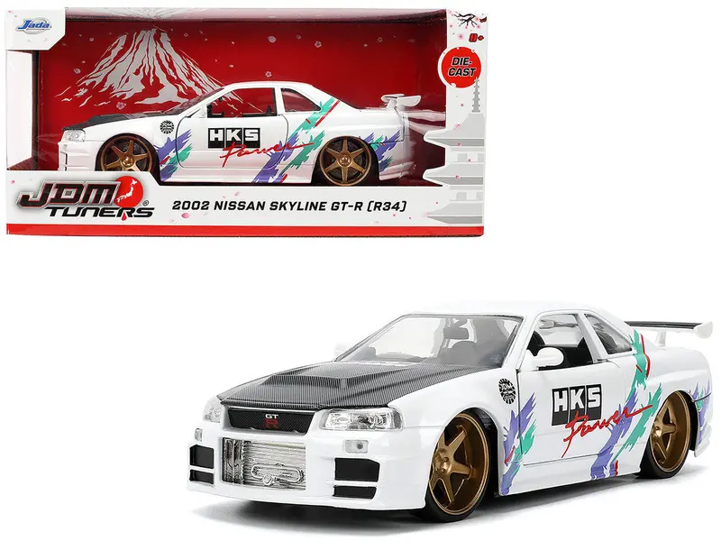 1:24 2002 Nissan Skyline Gtr R34 -- Hks White -- Jada: Jdm Tuners 1