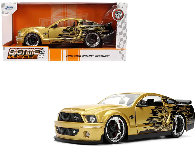 1:24 2008 Ford Mustang Gt500kr -- Gold/Black -- Jada: Big Time Muscle 1