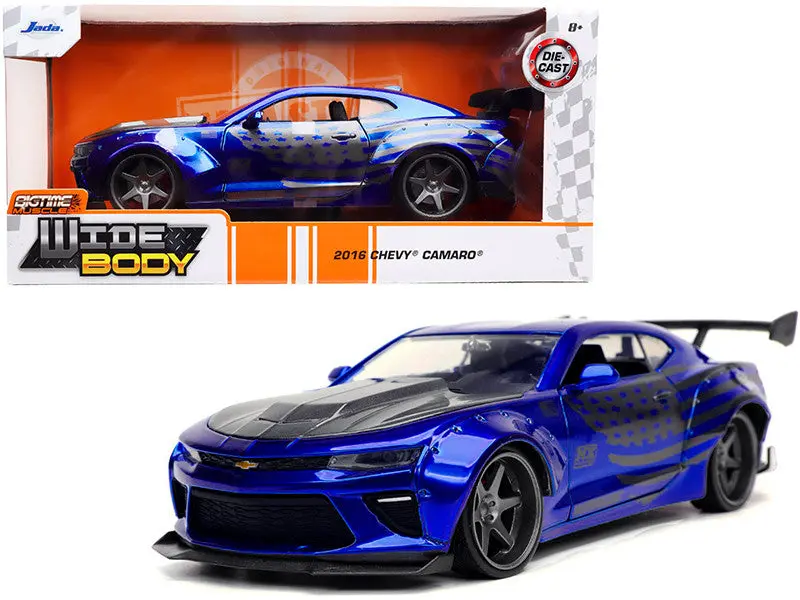 1:24 2016 Chevrolet Camaro Wide Body -- Metallic Blue -- Jada: Big Time Muscle 1