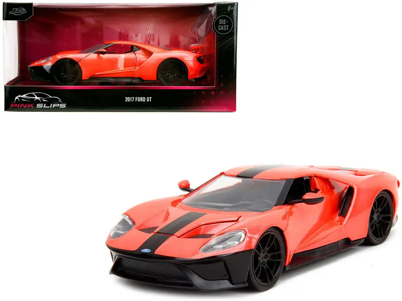 1:24 2017 Ford Gt -- Light Red Metallic W/ Black Stripe -- Jada: Pink Slips 1
