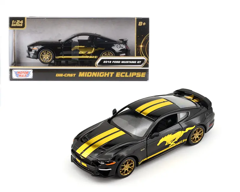 1:24 2018 Ford Mustang Gt -- Black/Gold -- Motormax Midnight Eclipse 1