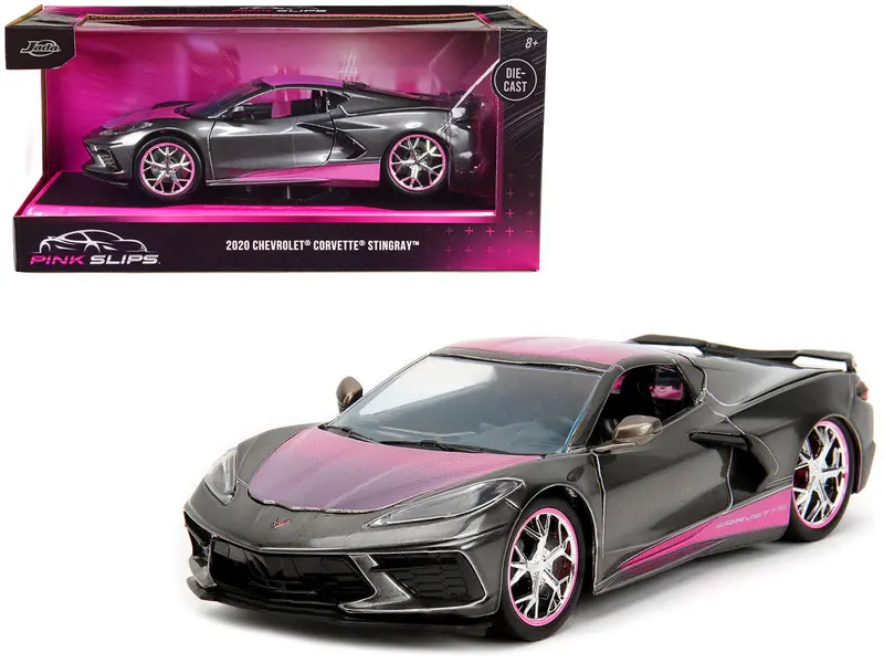 1:24 2020 Chevrolet Corvette Stingray -- Grey/Pink -- Jada: Pink Slips 1